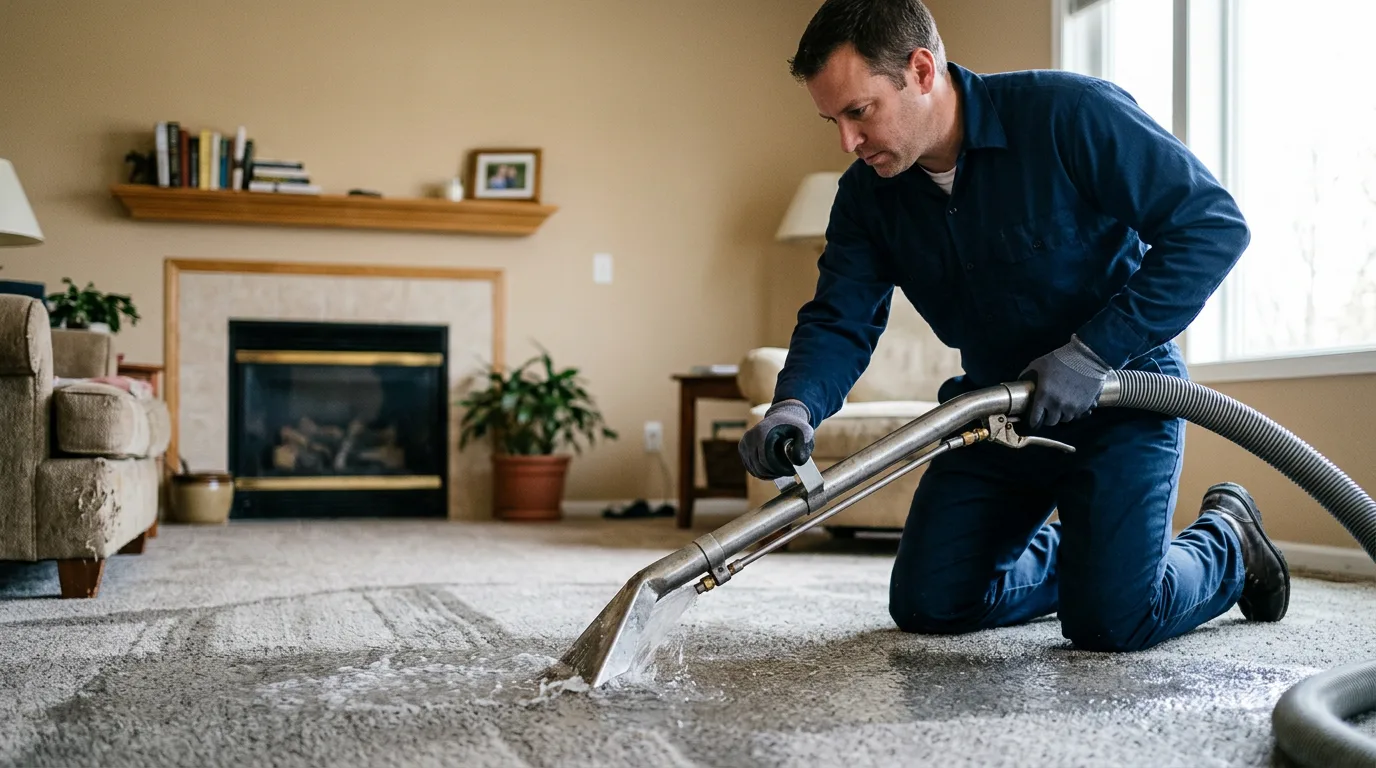 Water damage restoration technician working near Kingsville, OH